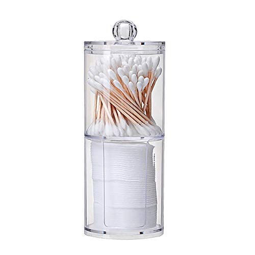 Magiin 1Pc Acrylique Boite à Coton Boîte de Rangement Ronds pour Cosmétiques Maquillage Transparent Cover