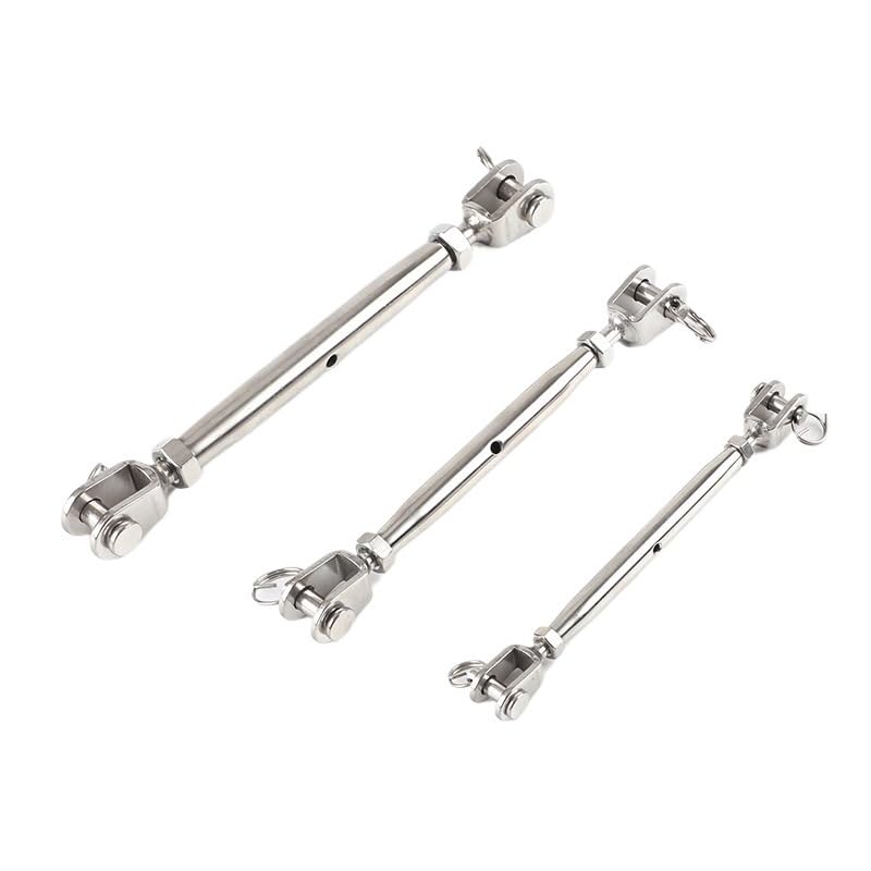 Presillas Cable Acero M5 M6 M8 M10 M12 M14 M16 M20 304 tornillo de aparejo de velero marino de acero inoxidable mandíbula de cuerpo cerrado/tensor de mandíbula Abrazaderas De Cuerda De Cable(M14,2pcs)