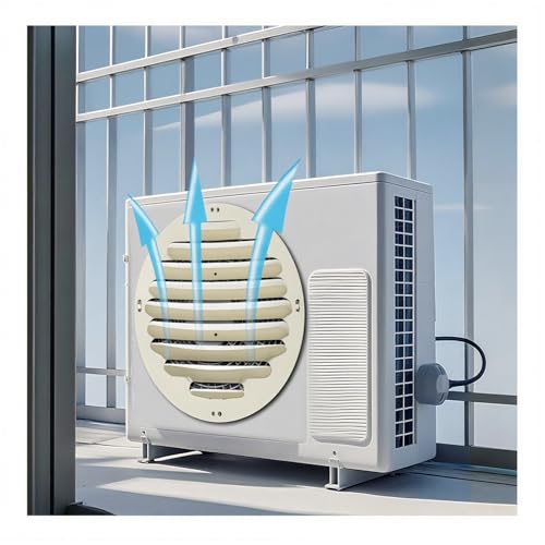 エアコン室外機カバー 風向調整ルーバー 【長方形・丸形選択可】 上向き設計 日よけ直射風防止 室外機ルーバー 防錆アルミ鋼板 頑丈冷間圧延材 ベランダ用 目隠し機能 簡単取り付け スプリット型室外機対応 丸形タイプ 50*50cm