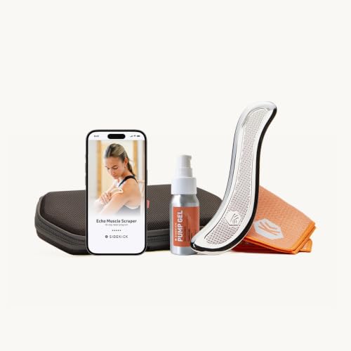 SIDEKICK Echo Muscle Scraper - Steel Gua Sha Tool - w/Patented Anti-Fatigue Grip - Full Kit Included Designed for IASTM to Relieve Neck Shoulder Back and Muscle Pain - (Stainless Steel)