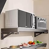ASerZenith Universelles Wandregal Aus Kohlenstoffstahl Für Mikrowellenherde, Küchenorganizer, Aufbewahrungshalterung, Ofenhalterung, Gewürzregal, Platzsparende Gewerbliche(60 * 30Cm)