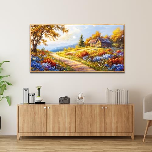 KELIYUAN Large Wall Art For Living Room Framed Canvas Wall Decor For Farmhouse Office Wall Pictures For Bedroom Landscape Painting Prints Dining Room Kitchen Modern Home Decor Wood Framed 24"X48" by KELIYUAN - Used condition - Image 5