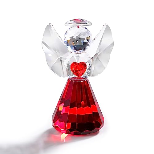 Figura decorativa de ángel de la guarda de cristal con corazón, r...