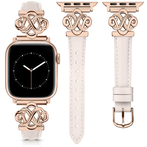 Bracelet Apple Watch en cuir fin et nœud celtique de designer