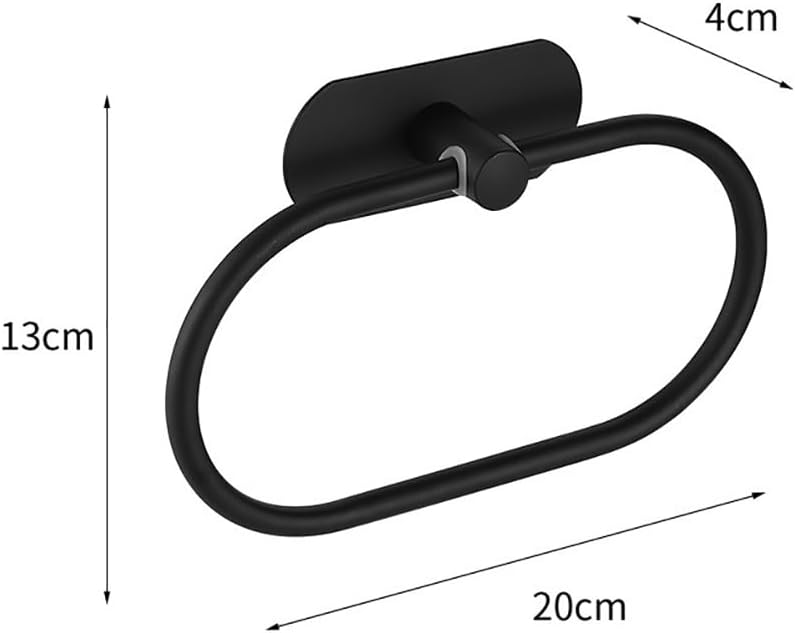 Stainless Steel Adhesive Towel Ring Bathroom Hand Towel Holder Heavy Duty Towel Hanger Wall Mounted Towel Stand Single Towel Rack Black