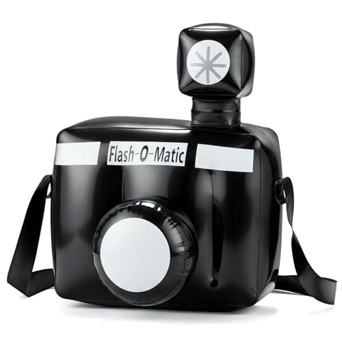 Teyva Daily 1 Pc Inflatable Prop Cameras Movie Theme Party Decoration 10 x 8 x 6 in Black White Vintage Play Fake Toy Camera Costume Photo Prop for Paparazzi Birthday Red Carpet Halloween Cosplay