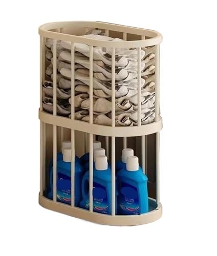 Cesta de lavandería gran capacidad, compatible con uso doméstico, for habitación, almacenamiento ropa, color puro(Cream color double layer)