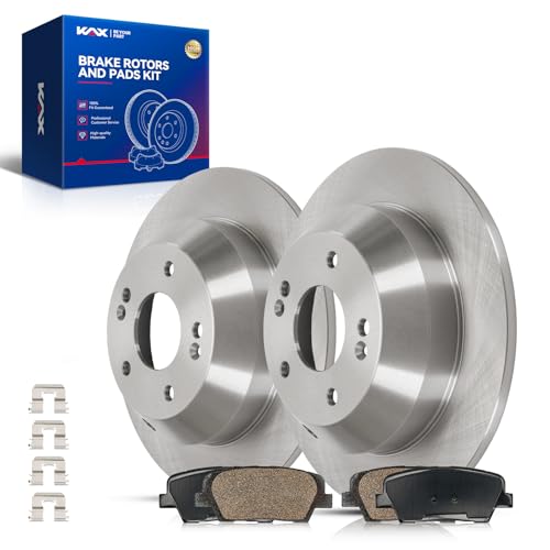 Image of KAX Rear Brake Kit, OE Brake Rotors and Ceramic Brake Pads | Fits Kia Sorento 2016-2019, Hyundai Santa Fe Sport /Hyundai Santa Fe 2017-2018, Hyundai Santa Fe XL 2019, Automotive Replacement Brake Kit