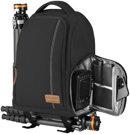 TARION Kamerarucksack Leicht Kamera Rucksack mit 15 Zoll Laptopfach Schwarz | Kompakt DSLR Rucksack Wasserdicht Fotorucksack Klein mit Regenschutzhülle Regenhaube für Outdoor Reise
