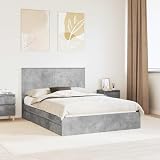 Teenpull Cama somier con almacenaje y cabecero Gris concreto, Base con lámina para Dormitorio Moderno