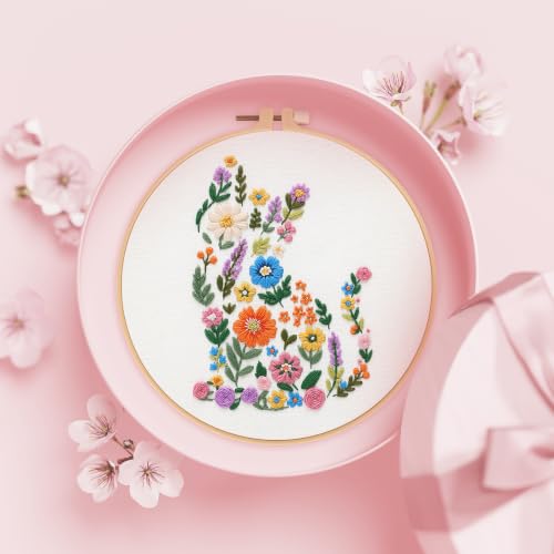 Image of Nuberlic Embroidery Kit for Beginner,Floral Embroidery Practice Kit