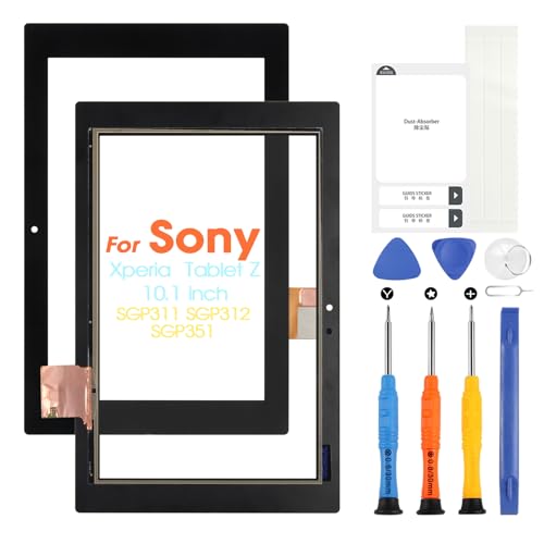 10.1 Pouces pour Sony Xperia Tablet Z Écran Tactile pour Sony Tablet Z SGP311 SGP312 SGP351 Écran Tactile Panneau Verre avec Réparation Kit (Noir, Non LCD...
