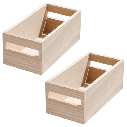 iDesign Paulownia Wood Storage Bins Cover