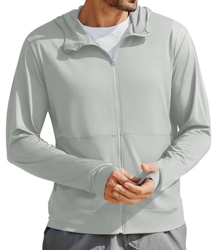 Men's UPF 50+ Full Zip Up Sun Protection Hoodie Jacket Long Sleeve Lightweight UV Shirts for Men Hiking Fishing