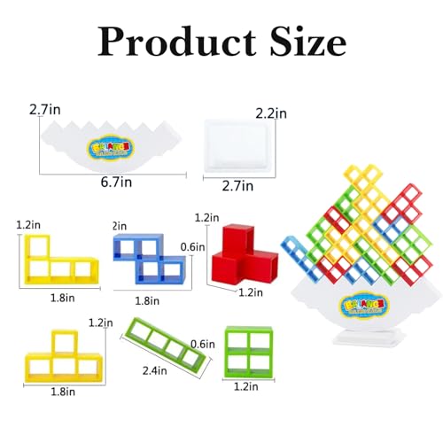 48PCS Tower Tetra Game, Tetra Tetris Balance Tower Game Stacking Team Building Blocks for Adults and Family, Fun Party Games for Kids, Balance Stacking Toys for Family Games, Parties and Travel