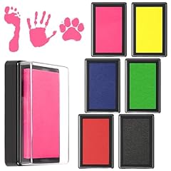 6 Pezzi Tamponi per Inchiostro per Bambini, Set Impronte Bimbi, Kit Impronte Neonato, Kit per Impronte di Mani e Piedi di Bambini, Sicuri, Riutilizzabili, Facili da Lavare