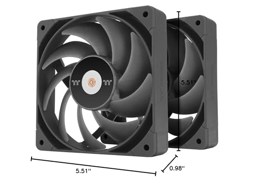 Image of Thermaltake TOUGHFAN 14 Pro High Static Pressure PC Cooling Fan, PWM Controlled 500~2000 RPM, Air Flow 119.6 CFM, Gen.2 Hydraulic Bearing 140mm Case /Radiator Fan (2 Pack) CL-F160-PL14BL-A,Black