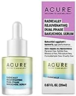 Acure Radically Rejuvenating Dual Phase Bakuchiol Serum - Anti-Aging & Soothing Skin Support - All Natural Made with Eggplant, Turmeric & Bakuchiol - Vegan Skin Care, Hydrates & Defends - 0.67 oz