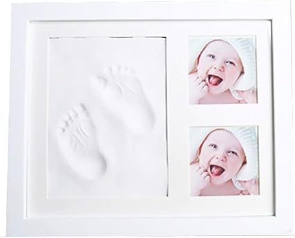 Yhjkvl Bebe Cadre Photo Nouveau Ne Baby Foot Main Imprimer Boue Souvenir Photo Frame Set Avec Pad Securise Tactile For Personnaliser Baby Gifts Cadre Empreinte Bebe Color White Size 28x23x2cm