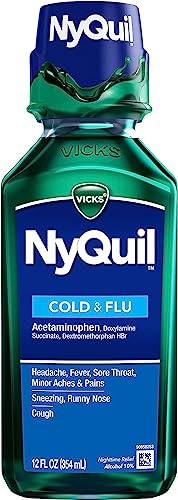 Vicks Nyquil, Nighttime Cold & Flu Symptom Relief, Relives Aches, Fever, Sore Throat, Sneezing, Runny Nose, Cough, 12 Fl Oz, Original Flavor #TOP17