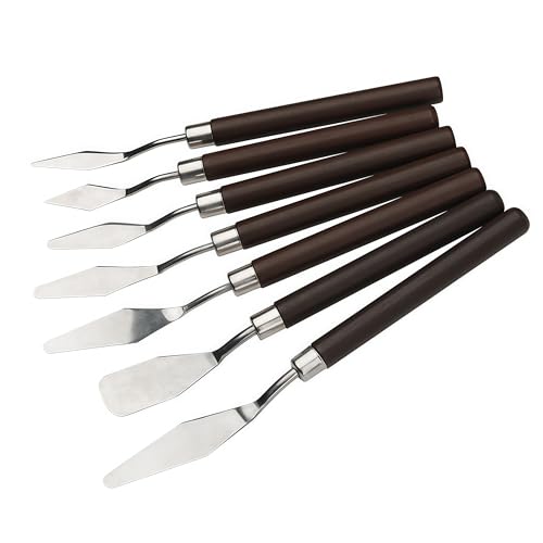Miniatura 4 de Zhenghebuy Cuchillo De Paleta,7 Piezas Espatulas Pintura Acrilica,Espátula De Acero Inoxidable,Diferentes Formas Cuchillo De Pintura,Pintura Al Óleo Espátula Cuchillos De Paletas