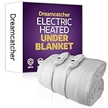 Dreamcatcher Superking Electric Blanket 203x182cm, Fully Fitted Soft Polyester Electric Blanket, Underblanket Mattress Cover, 3x Heat Settings, 2x Controllers and Machine Washable White Heated Blanket