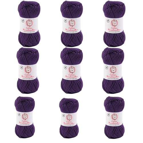 Image of NESTNHAVEN Cotton Marshmallow 100% Cotton Yarn - (50 g, 130 m) - Luxury Yarn for Crochet, Amigurumi, Embroidery, Toys, Garments, Flowers and Hobby Projects (Dark Purple) |