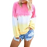 NEARTIME Women's Sweatshirt,Autumn Casual O-Neck Gradient Blouse Tie Dyeing Color Long Sleeve Tops L