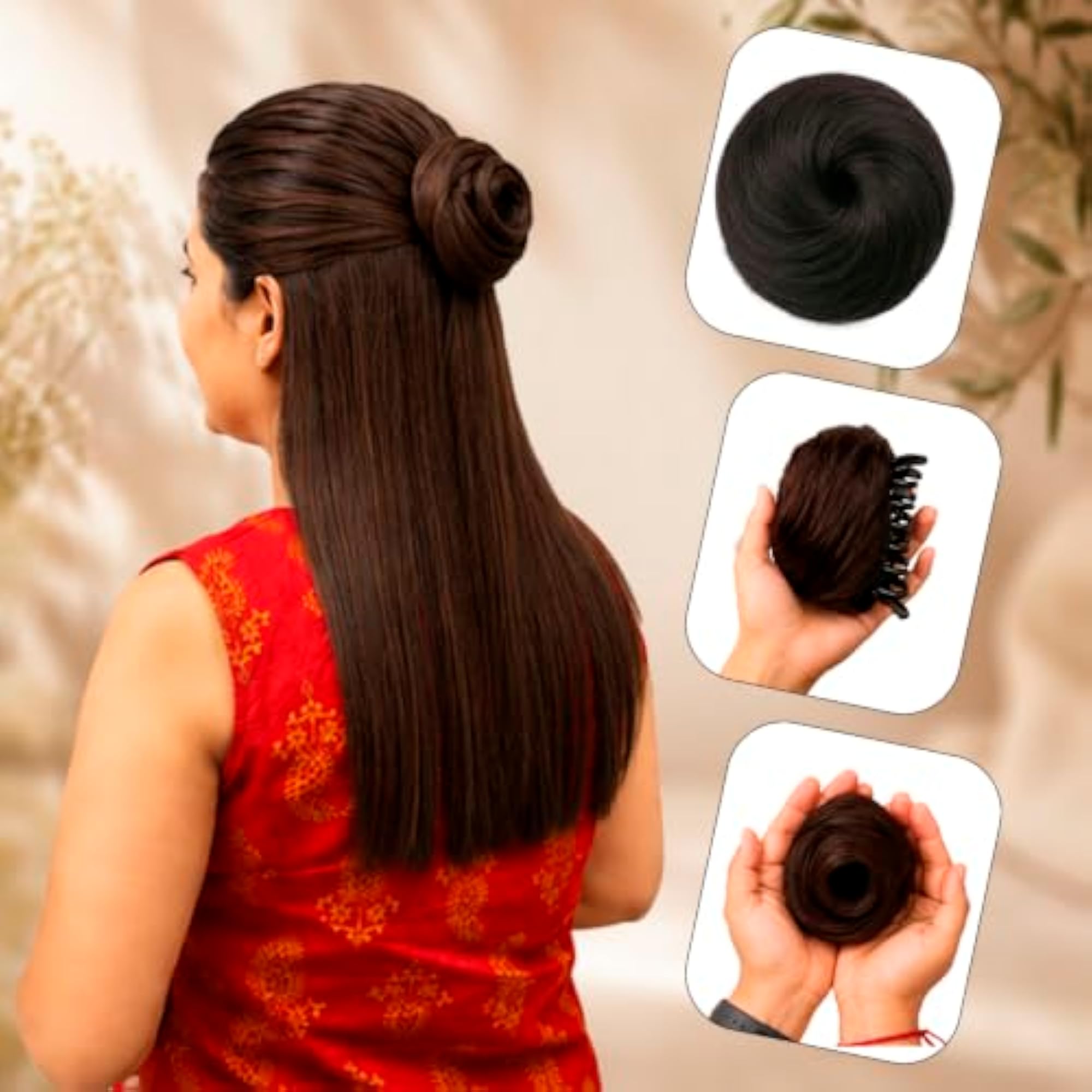 Black Human Hair Clutcher Bun Extension for Women