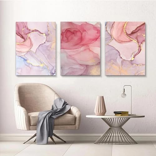 Images pour salon abstrait rose 60x80cm avec 3 cadres intérieurs