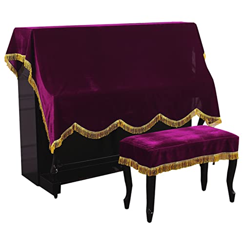 Piano Cover Upright Electronic Piano Keyboard Cover Piano,Velvet Piano Cover Dust Cover Protective Cover Fashionable Full Piano Cover for Piano+Piano Stool Cover (Piano cover+single stool,Purple) Cover
