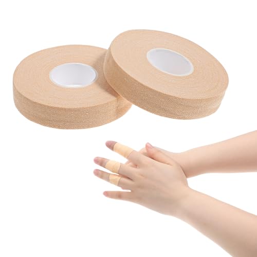 2 Rolls Finger Tape, Extra Strong Adhesive 0.6-Inch x 32-feet Athletic Tape for Fingers, Hands, & Toes, Rock Climbing Tape, Skin-Friendly Sports Tape for Outdoor Sports Climbing Football (Skin Color)