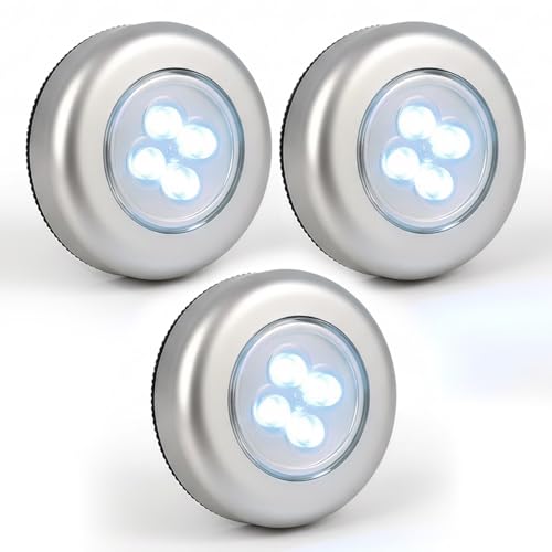 Eaxus® 3er Set LED Unterbauleuchte Touch Selbstklebend - Schrankleuchte/Küchenunterbauleuchte Batteriebetrieben für Küche, Garage & Co.