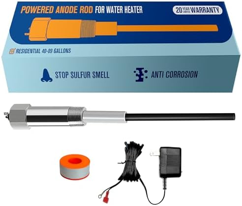 HertzEagle Powered Anode Rod for Water Heater, Electric Anode Rod for Water Heater, Eliminate Sulfur Smell in Well Water, Eliminate Rotten Egg Smell in Water, for 40-89 Gallon Except Bradford White