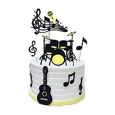 Music Notes Cake Toppers,Musical Theme Birthday Party Supplies,Music Notes Cupcake Toppers Guitar Cake Toppers for Musician Party Baby Shower Cover
