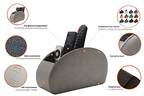 Remote Control Holder with 5 Compartments, Grey PU Leather Office Organization Storage Caddy Box for TV Remote, Heater Controllers, Media Player, Office Supplies, Makeup Brushes CEG10 - Cosy Home Interiors Remote Control Holder with 5 Compartments, Grey PU Leather Office Organization Storage Caddy Box for TV Remote, Heater Controllers, Media Player, Office Supplies, Makeup Brushes CEG10 - Image 3
