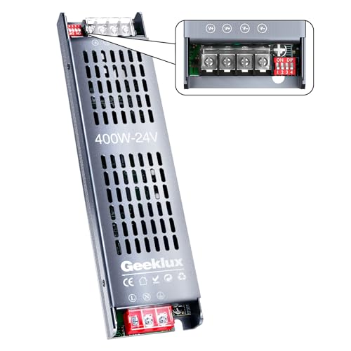 Trasformatore LED 24V 16.6A con Supporto per il Dimming a 4 Livelli, Alimentatore Striscia LED a Bassa Tensione 400W, Trasformatore led ad Avvio Lento con Protezione da Cortocircuito (24V, 400, Watt)