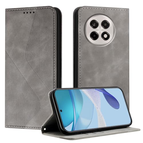 Mo-Somnus Coque pour OnePlus Ace 5, Housse en Cuir OnePlus Ace 5, Cuir Portefeuille Housse avec Magnétique Flip Étui à Rabat Case Etui OnePlus Ace 5 (Gris)