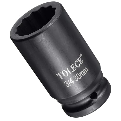 Image of TA-VIGOR 12-Point Deep Impact Socket, 3/4-Inch Drive 30mm Metric Spindle Axle Nut Socket Driver Wrench, Durable CR-MO Steel 78mm Length Nut Impact Socket for Auto Repair Easy Removal