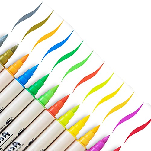 Lorrgasw Marcadores De Acrílica De Colores Mixtos Rotuladores De Plástico De Punta De Pincel Y Punta Fina (Doble Punta) Rotuladores A, Rotuladores De Pintura en, Cer