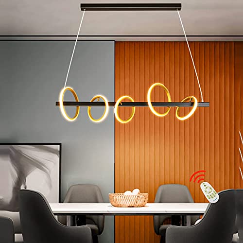 Lampe à suspension table à manger LED dimmable avec télécommande lustre en métal