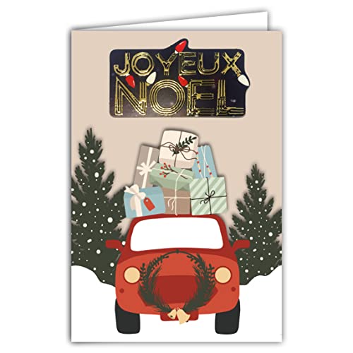 61-6033 Carte Joyeux Noël Avec Enveloppe Et Collage En Relief