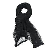LOOGU Tactical Camo Scarf Military Sniper Veil Camouflage Netting for Hunting Photography Airsoft Desert Woodland Tear-Resistant Polyester Ghillie Accessory (Black)
