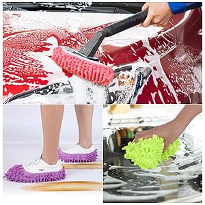 10-Piece (5 Pairs) Soft & Washable Mop Shoe Covers,Reusable Foot Socks for Quick Floor Cleaning in Households, Kitchens & Offices2