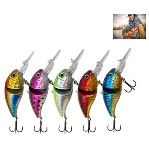 Sushenwe 5Pcs Glide Bait for Bass Minnows Saltwater Freshwater Slow Sinking Topwater Micro Jointed Swimbait Shad Crank Hard Baits Swim Animated Fishing Lure for Pike Perch Walleye Catfish Trout Cover