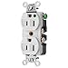 Hubbell HBL8200HW Duplex Receptacle, Compact Hospital Grade, 15 amp, 125V, 5-15R, White