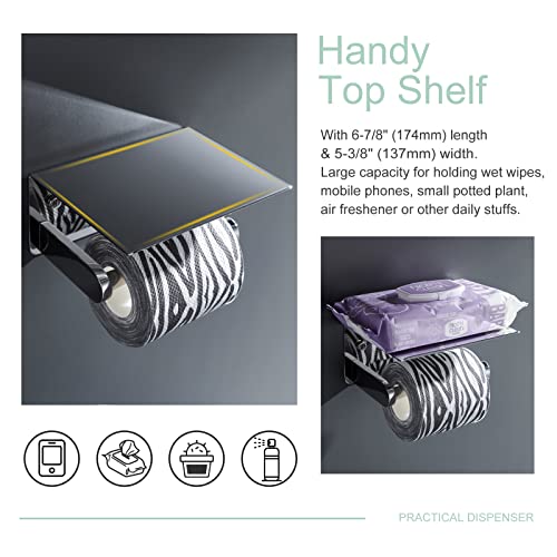 Aplusee Toilet Paper Holder With Phone Shelf Polished Chrome, Sus 304 Stainless Steel Bathroom Accessories Tissue Roll Dispenser Storage Wall Mounted #TOP4