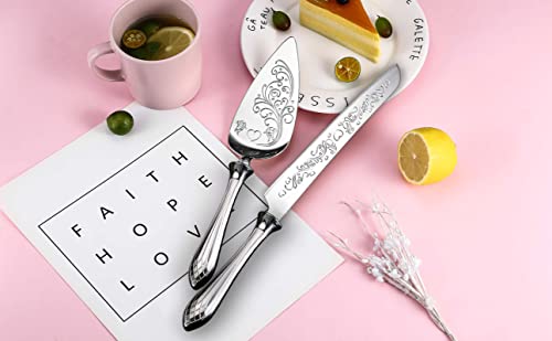 HISSF Cake Knife and Server Set,18/10 Stainless Steel Cake Cutting Set, Sweet Love Cake Serving Set Perfect For Wedding, Birthday,Home, Parties and Events - image 4
