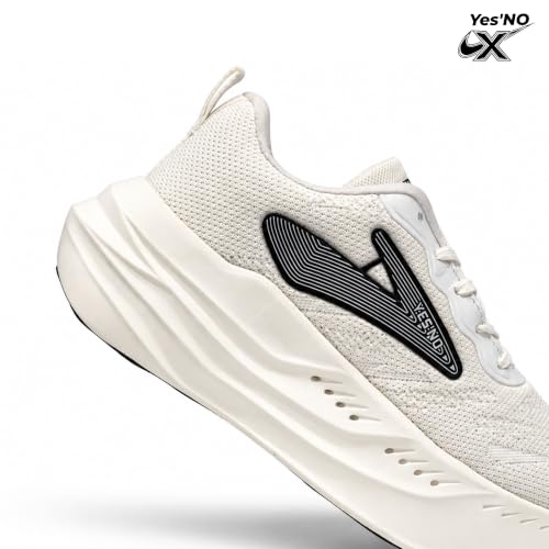 Buy Yes'No Men's Sports Shoes | Lightweight Mesh Running Shoes with Soft Cushioning & Lace-Up Design | Comfortable Slip-On Sneakers for Walking, Jogging, Gym 2” Curved Heel, White at Amazon.in - Image 6