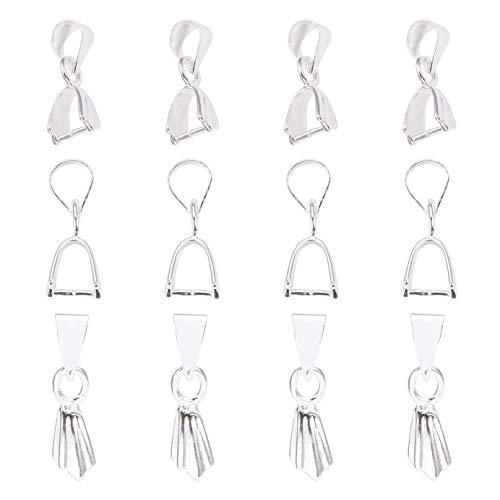 Ph Pandahall 100Pcs Pendant Chain Connector Silver Brass Pinch Bails Pinch Clip Bail Clasp Dangle Charm Bead Pendant Connector Charm Holder For Craft Store Pendants Necklace Jewelry Making, 5X15Mm #TOP16
